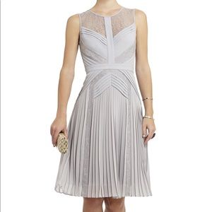 Raya Sleeveless Pleated Lace Dress BCBG gray